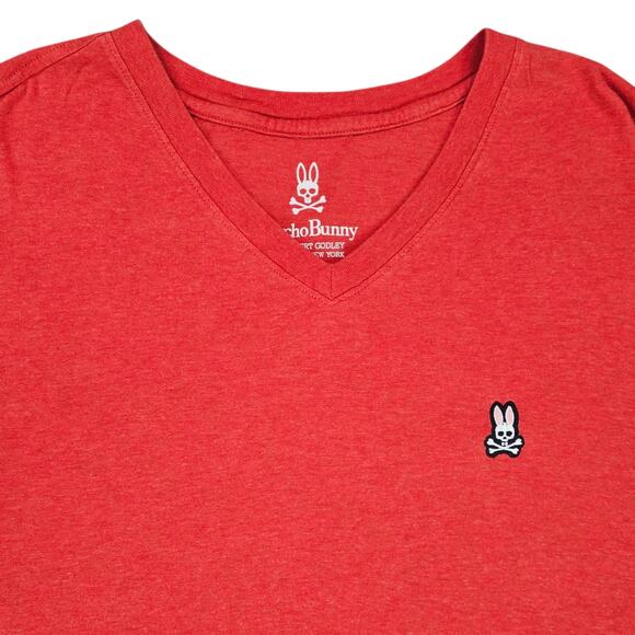 Psycho Bunny Shirt Mens 3XL Red V Neck Short Sleeve T Shirt Casual PIma Cotton - Picture 1 of 9